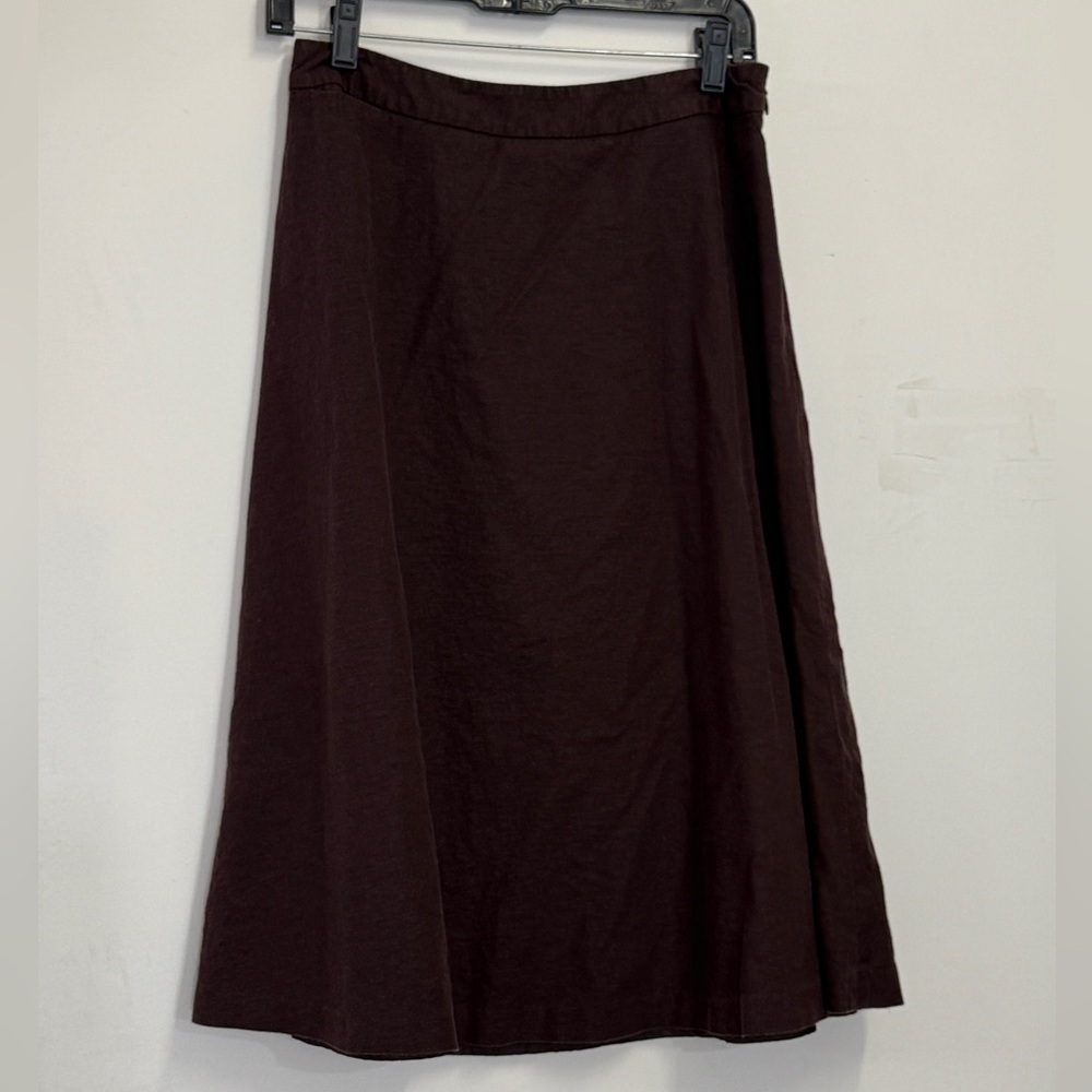 Covington Brown Stretch Skirt linen blend a-line skirt western whimsigoth - Picture 6 of 10